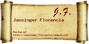 Jassinger Florencia névjegykártya